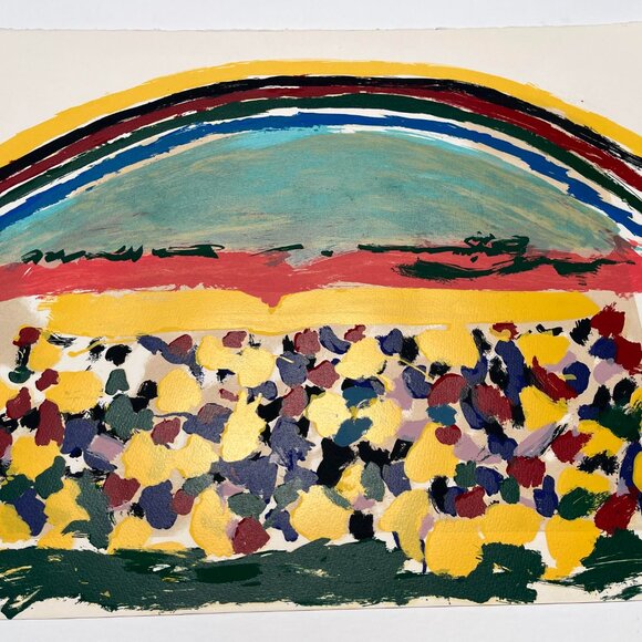 Original Hand Signed Limited Edition Menashe Kadishman Serigraph of Rainbow Over - Picture 4 of 11